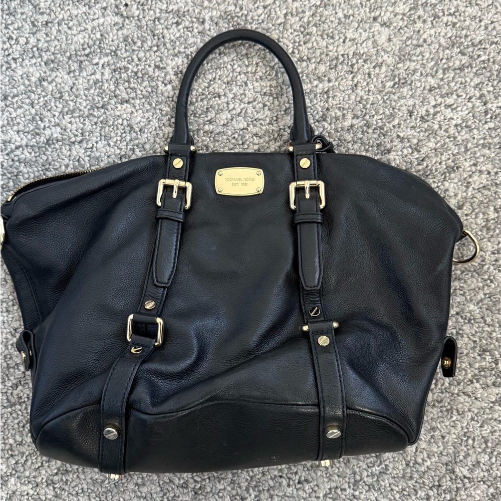Michael Kors Black Satchel with Gold Accents
